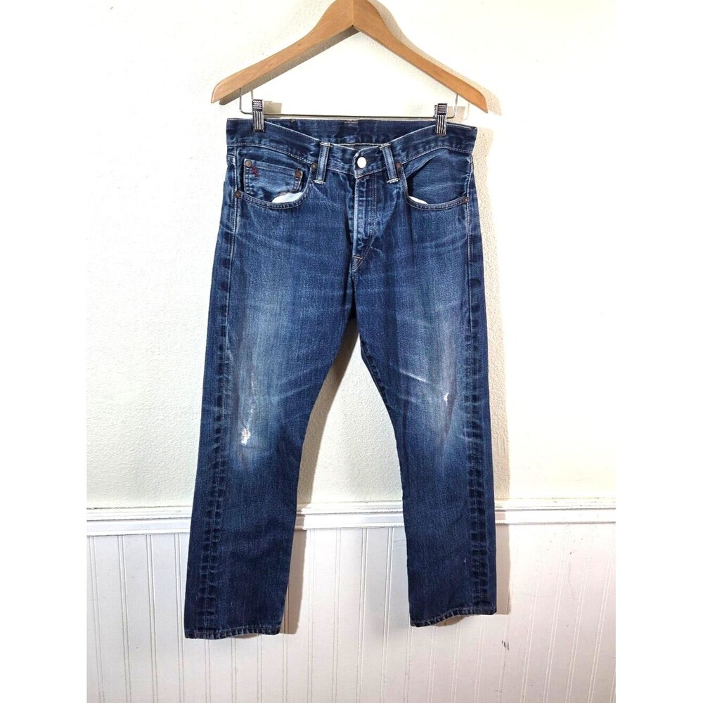 Polo Ralph Lauren Sullivan Jeans Mens 31x30 Straight Dark Wash Distressed Denim